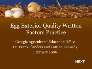 Egg Exterior Quality Written Factors Practice