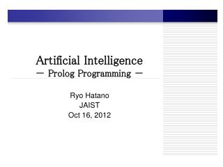 Artificial Intelligence － Prolog Programming －