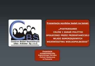 Prezentacja przygotowana dla: Regionalnego Ośrodka Polityki Społecznej w Poznaniu