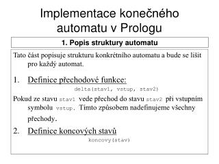 Implementace kone čného automatu v Prologu