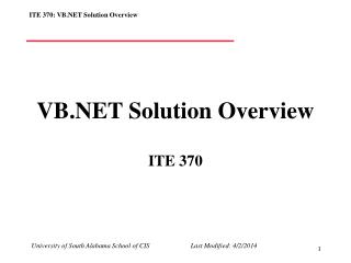 VB.NET Solution Overview