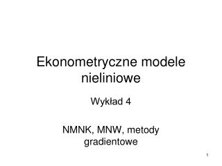 Ekonometryczne modele nieliniowe