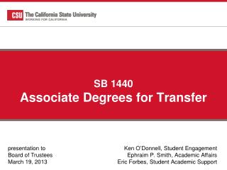SB 1440 Associate Degrees for Transfer