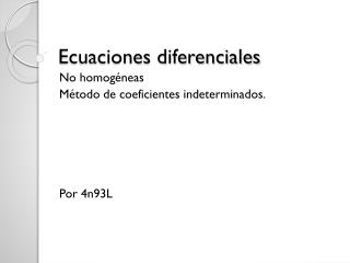 Ecuaciones diferenciales