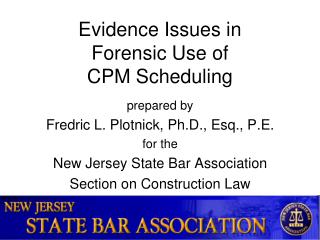 Evidence Issues in Forensic Use of CPM Scheduling