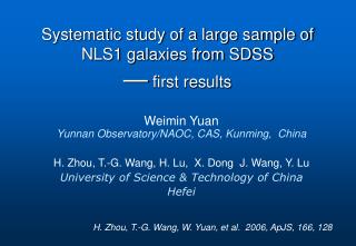 H. Zhou, T.-G. Wang, H. Lu, X. Dong J. Wang, Y. Lu University of Science &amp; Technology of China