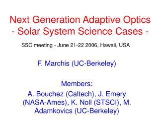 Next Generation Adaptive Optics - Solar System Science Cases -