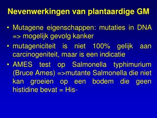 Nevenwerkingen van plantaardige GM