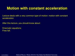 Motion with constant acceleration