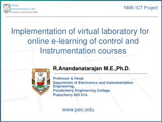 Implementation of virtual laboratory for online e-learning of control and Instrumentation courses