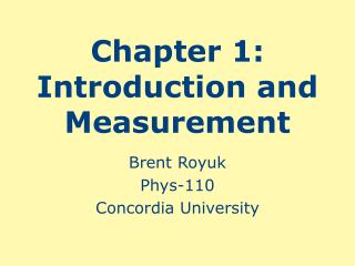 Chapter 1: Introduction and Measurement