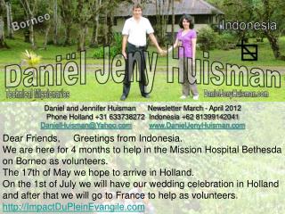 Daniel and Jennifer Huisman Newsletter March - April 2012