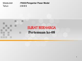 SURAT BERHARGA Pertemuan ke-08