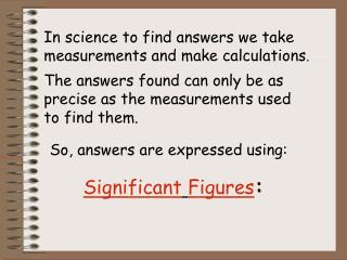 Significant Figures :