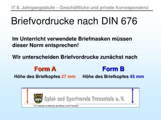 Briefvordrucke nach DIN 676