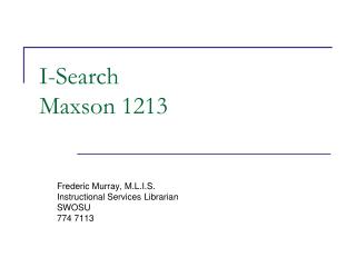 I-Search Maxson 1213