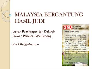 MALAYSIA BERGANTUNG HASIL JUDI
