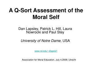 A Q-Sort Assessment of the Moral Self