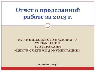 Отчет о проделанной работе за 2013 г.