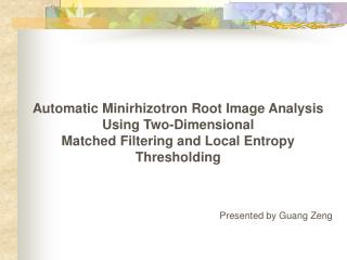 Automatic Minirhizotron Root Image Analysis Using Two-Dimensional
