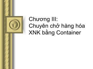 Chương III: Chuyên chở hàng hóa XNK bằng Container
