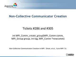 Non-Collective Communicator Creation