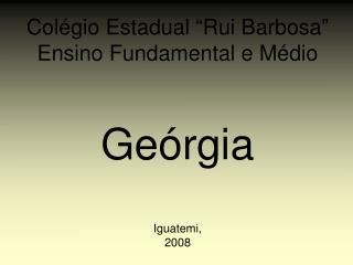 Colégio Estadual “Rui Barbosa” Ensino Fundamental e Médio Geórgia Iguatemi, 2008