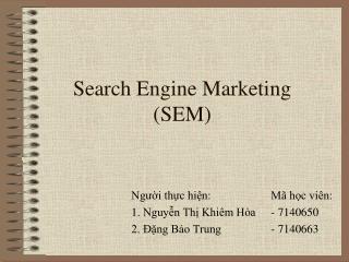 Search Engine Marketing (SEM)