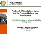 The South African Labour Market and the Proposed Labour Law Amendments