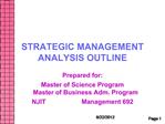 STRATEGIC MANAGEMENT ANALYSIS OUTLINE