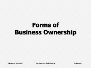 Forms of Business Ownership