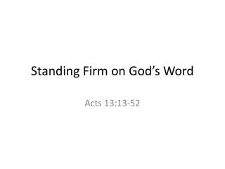 Standing Firm on God’s Word