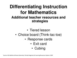 Differentiating Instruction for Mathematics