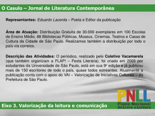 Eixo 3. Valorização da leitura e comunicação