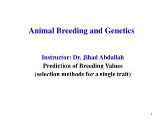 Animal Breeding and Genetics