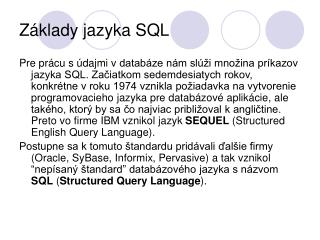 Základy jazyka SQL