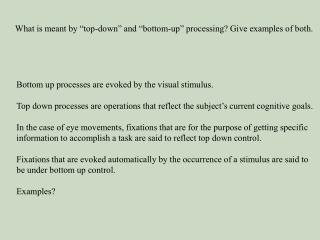 What is meant by “top-down” and “bottom-up” processing? Give examples of both.