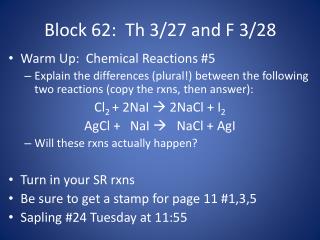 Warm Up: Chemical Reactions #5