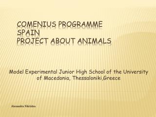 Comenius Programme Spain Project about animals