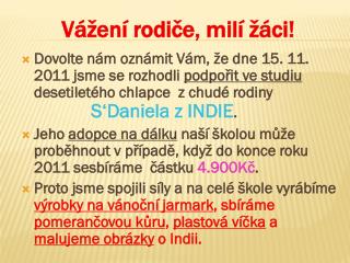 Vážení rodiče, milí žáci!