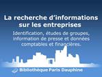 La recherche d informations sur les entreprises