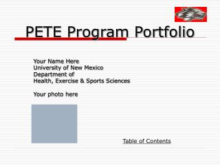 PETE Program Portfolio
