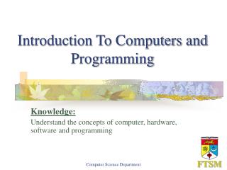 Introduction To Computers and Programming