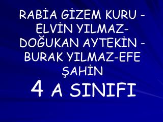 RABİA GİZEM KURU - ELVİN YILMAZ-DOĞUKAN AYTEKİN - BURAK YILMAZ-EFE ŞAHİN