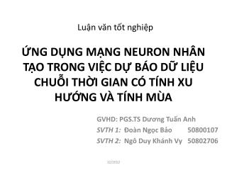 GVHD: PGS.TS Dương Tuấn Anh SVTH 1: Đoàn Ngọc Bảo 	50800107 SVTH 2: Ngô Duy Khánh Vy 	50802706