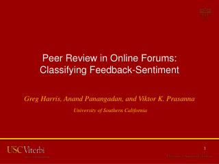 Peer Review in Online Forums: Classifying Feedback-Sentiment