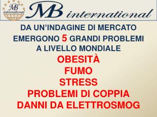 DA UN’INDAGINE DI MERCATO EMERGONO 5 GRANDI PROBLEMI A LIVELLO MONDIALE OBESITÀ FUMO STRESS