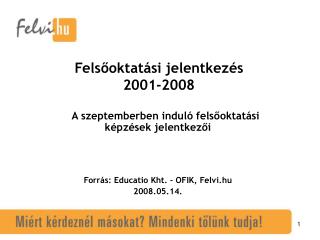 Felsőoktatási jelentkezés 2001-2008