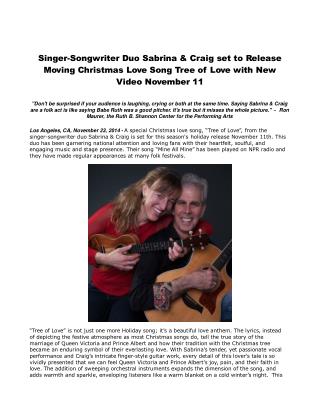 Singer-Songwriter Duo Sabrina & Craig set to Release