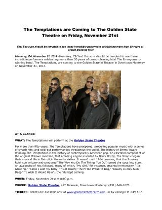 The Temptations are Coming to The Golden State Theatre